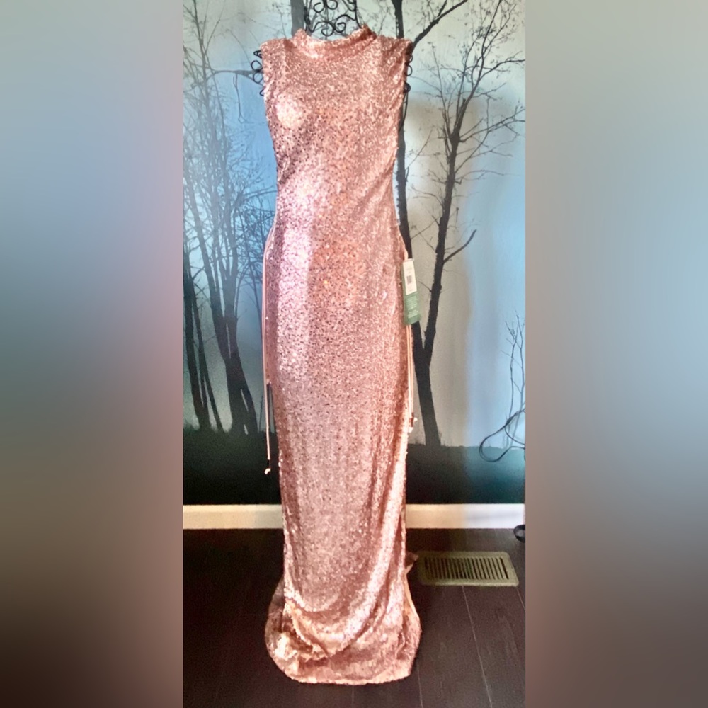 Evening gown/prom dress pink sequins size 13